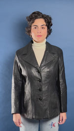 Load and play video in Gallery viewer, Vintage 1980s WILSONS Black Leather Jacket
